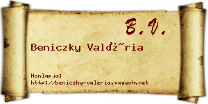 Beniczky Valéria névjegykártya